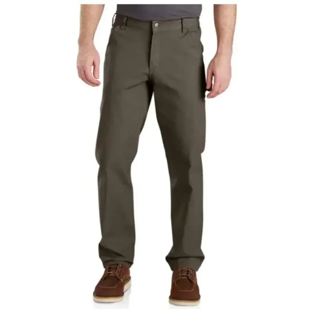 Carhartt Mens Relaxed Fit Canvas Work Pants Size 50x32 Olive Green Brown IRR New - Picture 1 of 9